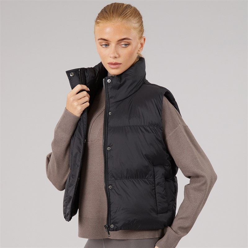 NICCE Dame Lucan Polstret Vest Med Print Og Bungee Snore Sort - Billede 1