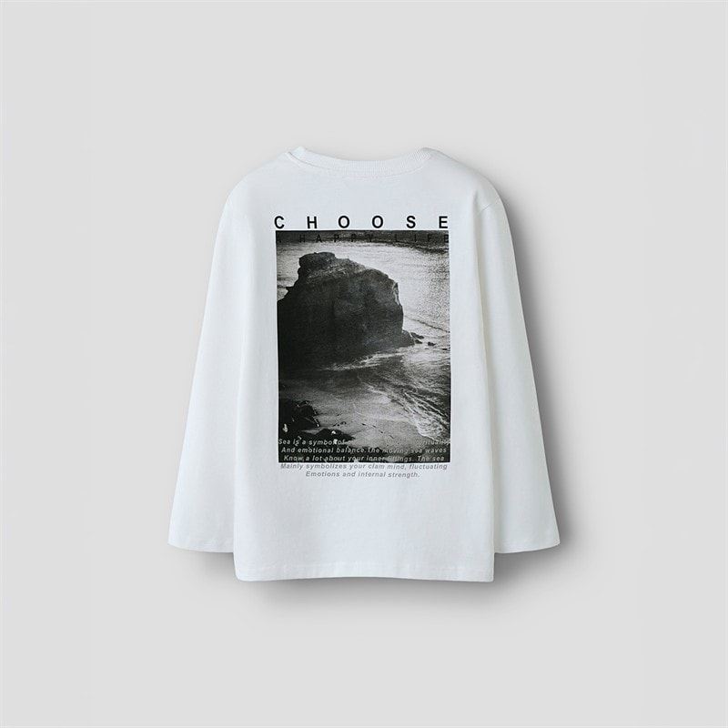 Name It Drenge Nestor Langærmet T-shirt Bright White - Billede 1