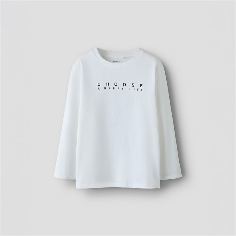 Name It Drenge Nestor Langærmet T-shirt Bright White - Billede 2