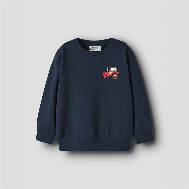 Name It Drenge Mini Vildar Traktor Sweatshirt Navy Blazer - Billede 1