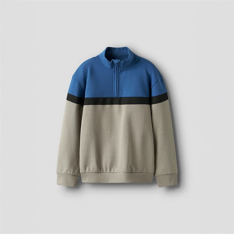 Name It Drenge Burke Half Zip Sweatshirt Vintage Khaki - Billede 2