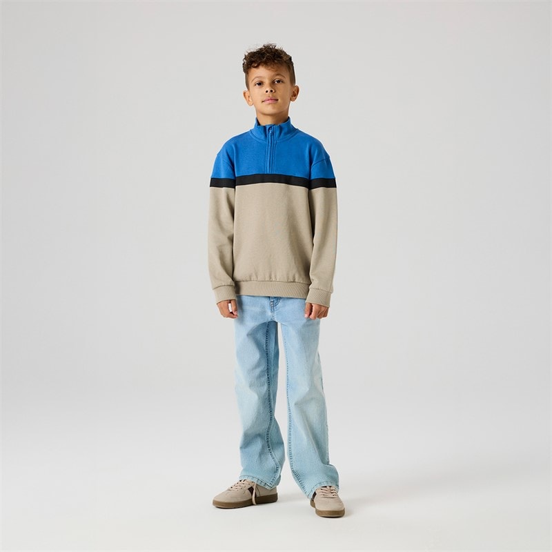 Name It Drenge Burke Half Zip Sweatshirt Vintage Khaki - Billede 4