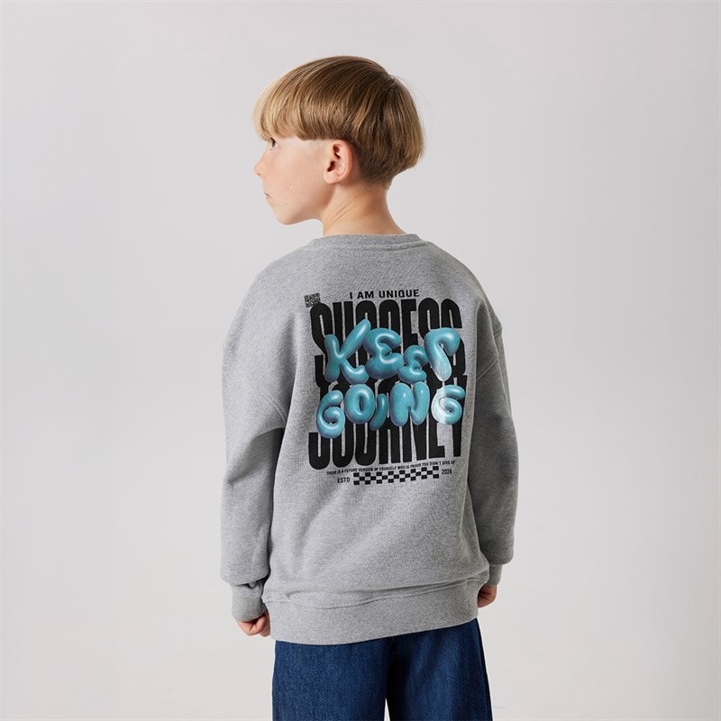 Name It Drenge Ronan Sweatshirt Grey Melange - Billede 1