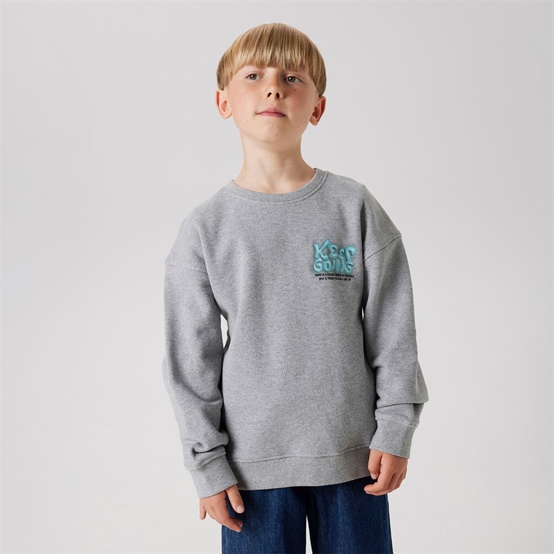 Name It Drenge Ronan Sweatshirt Grey Melange - Billede 2