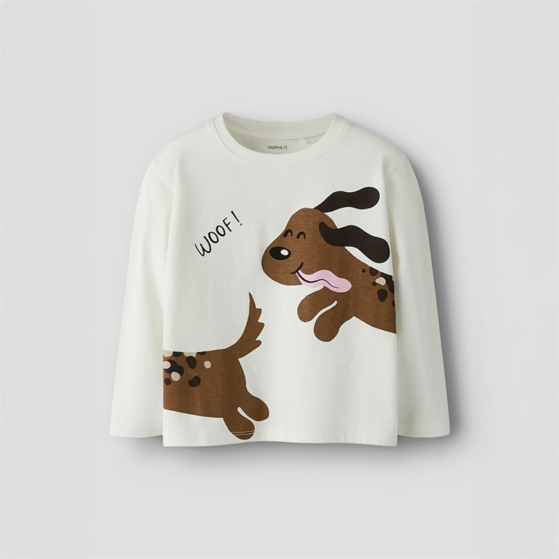Name It Piger Velda Langærmet T Shirt Cloud Dancer - Billede 1