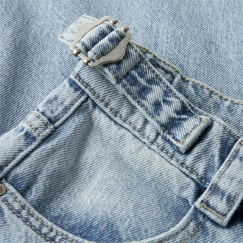 Name It Piger Bella Skater Spænde Jeans Light Blue Bleached Denim - Billede 2