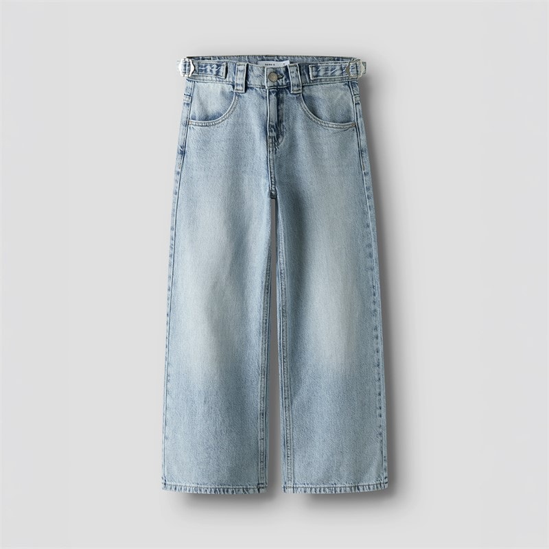 Name It Piger Bella Skater Spænde Jeans Light Blue Bleached Denim - Billede 4