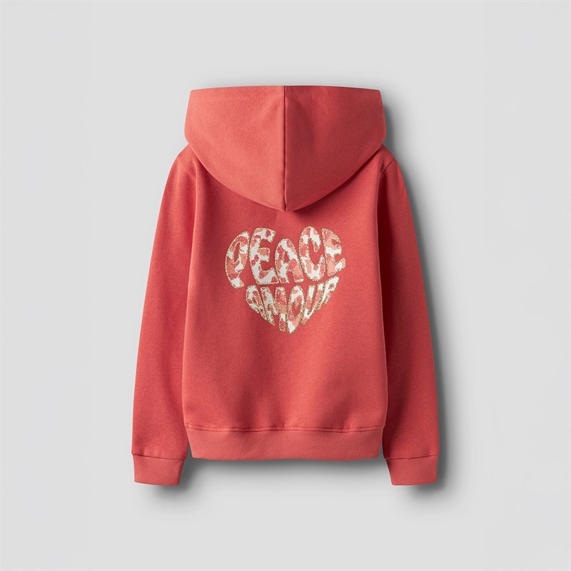 Name It Piger Biana Hættetrøje Spiced Coral - Billede 1