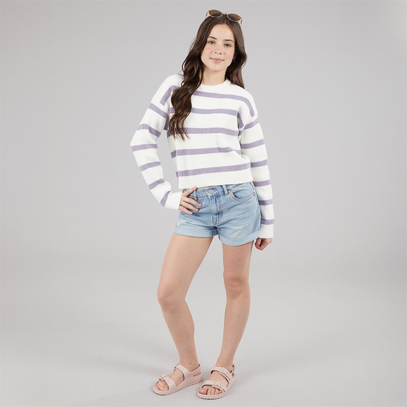 Name It Piger Vnilla Strikket Sweater Cloud Dancer/Lavender Grey - Billede 3
