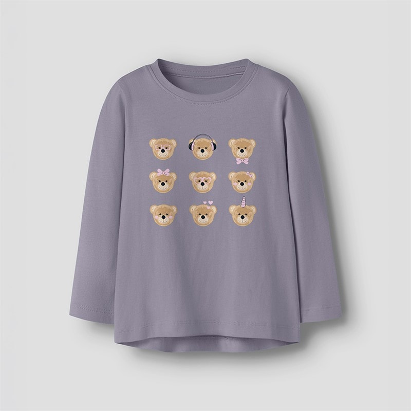 Name It Piger Lilla Langærmet Top Lavender Gray - Billede 1