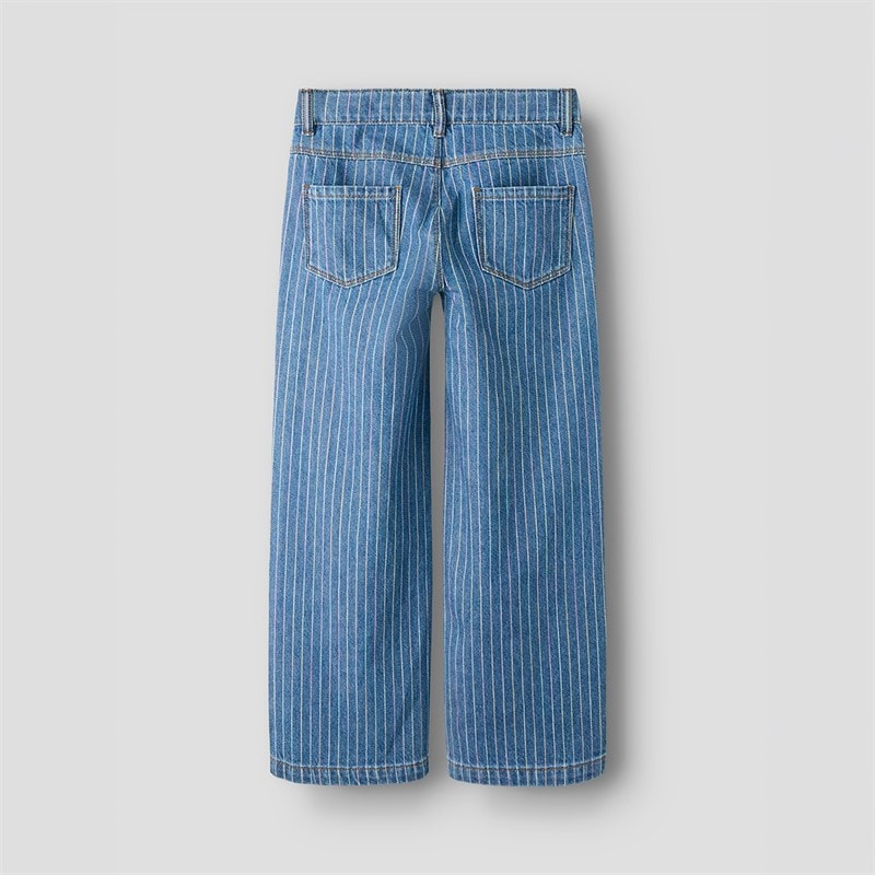 Name It Piger Rose Wide Leg Stribede Jeans Medium Blue Denim - Billede 2