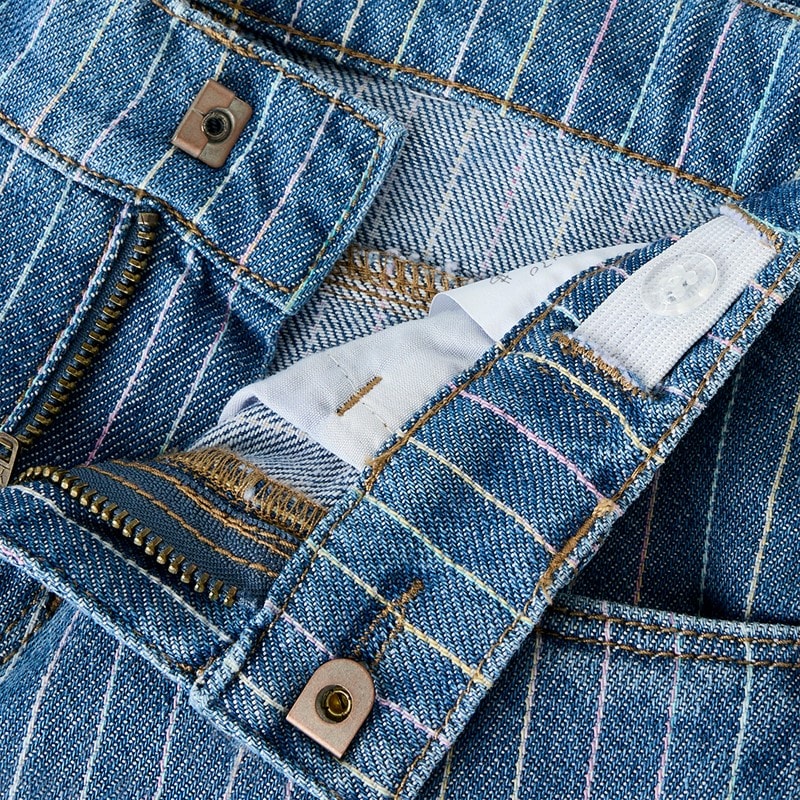 Name It Piger Rose Wide Leg Stribede Jeans Medium Blue Denim - Billede 3