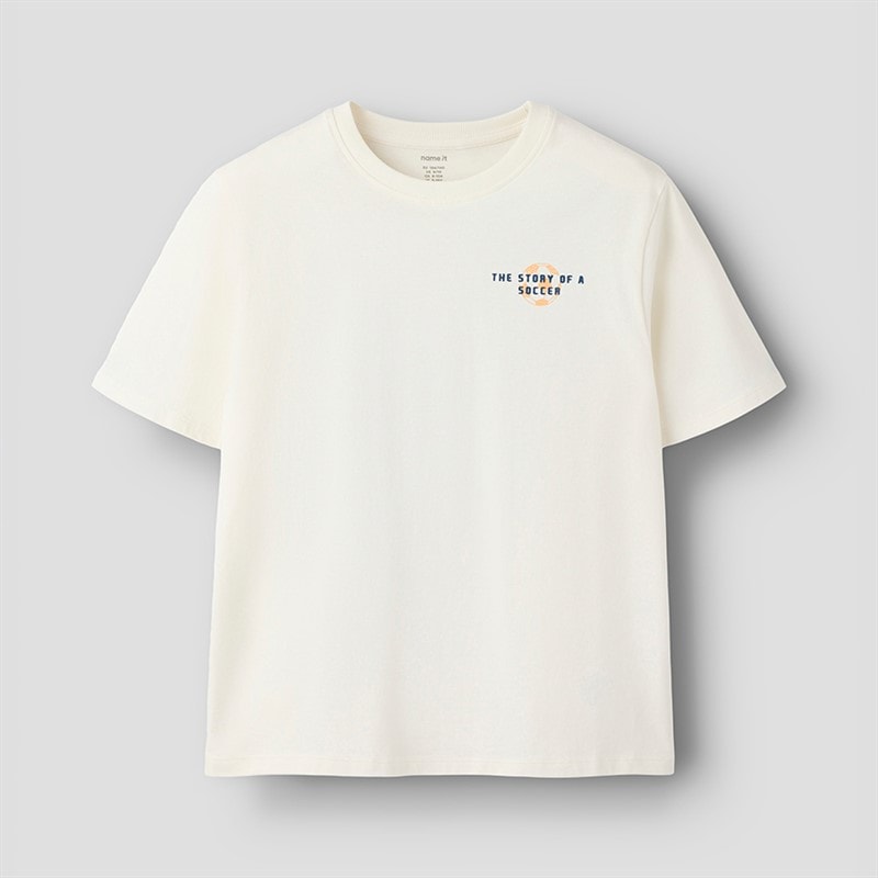 Name It Drenge Himas Fodbold T Shirt Cloud Dancer - Billede 2