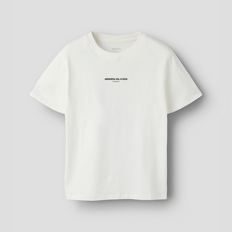 Name It Drenge Halman Olivengrøn T Shirt Cloud Dancer/Olive - Billede 2