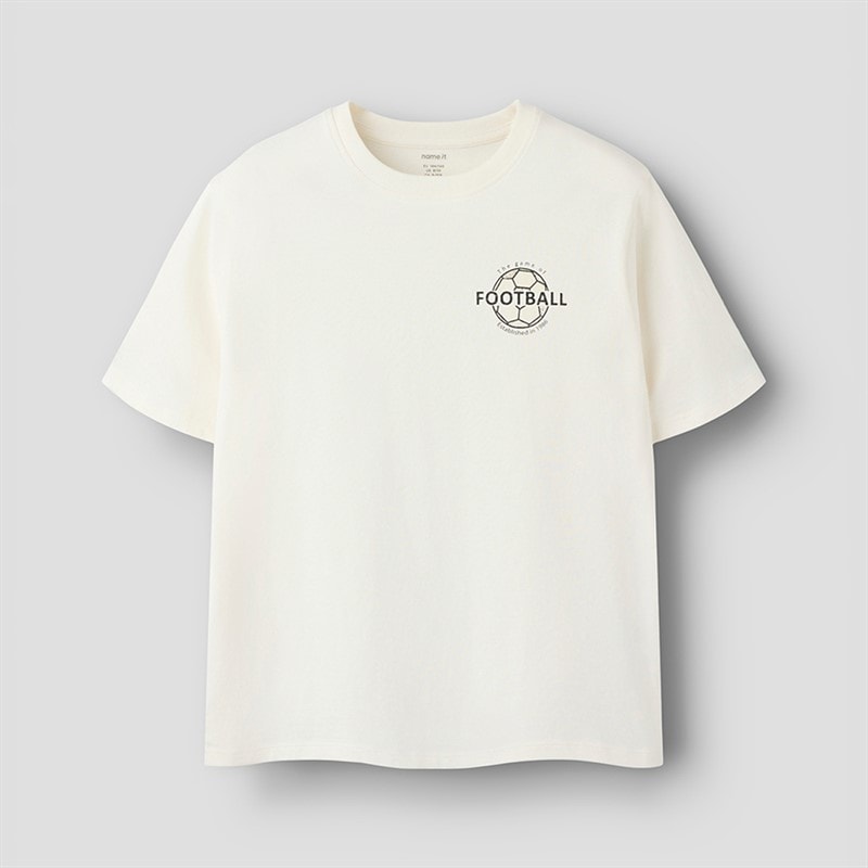 Name It Drenge Himas Fodbold T-Shirt Cloud Dancer/Football - Billede 2
