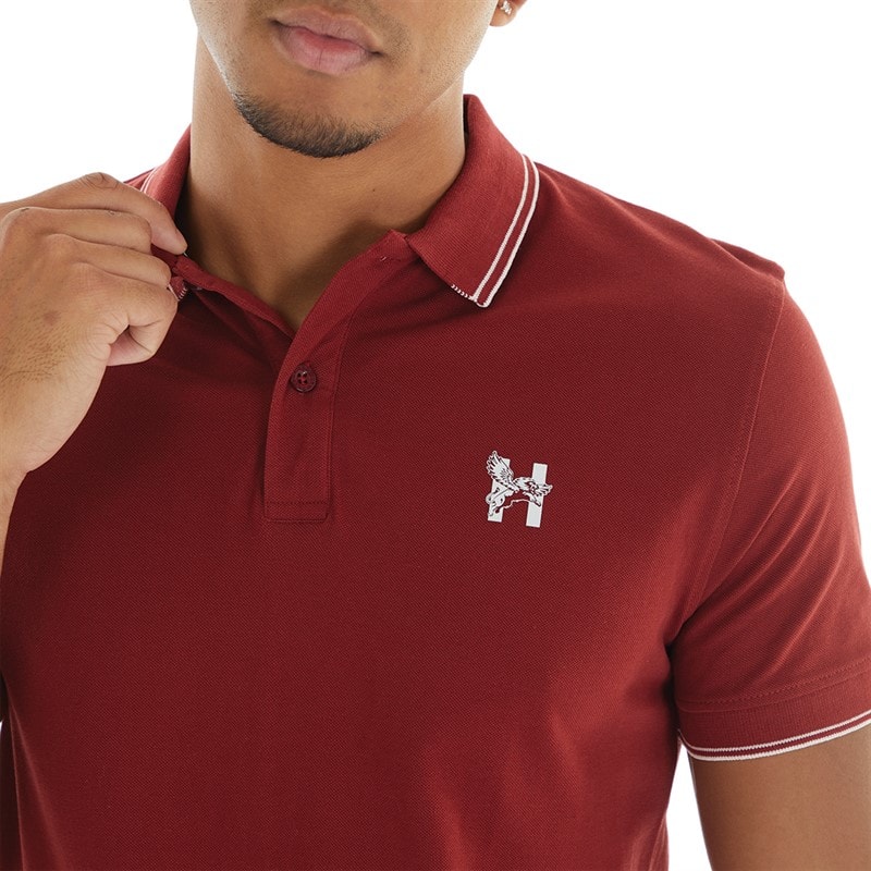 Henleys Herre Henflare Polo Shirt Deep Red - Billede 3