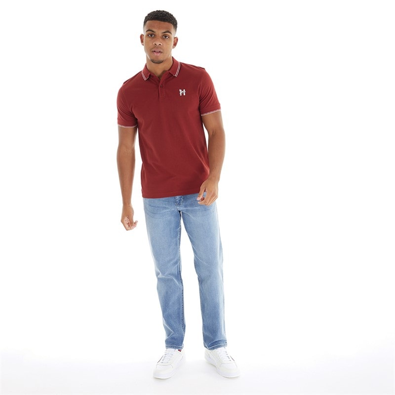 Henleys Herre Henflare Polo Shirt Deep Red - Billede 4