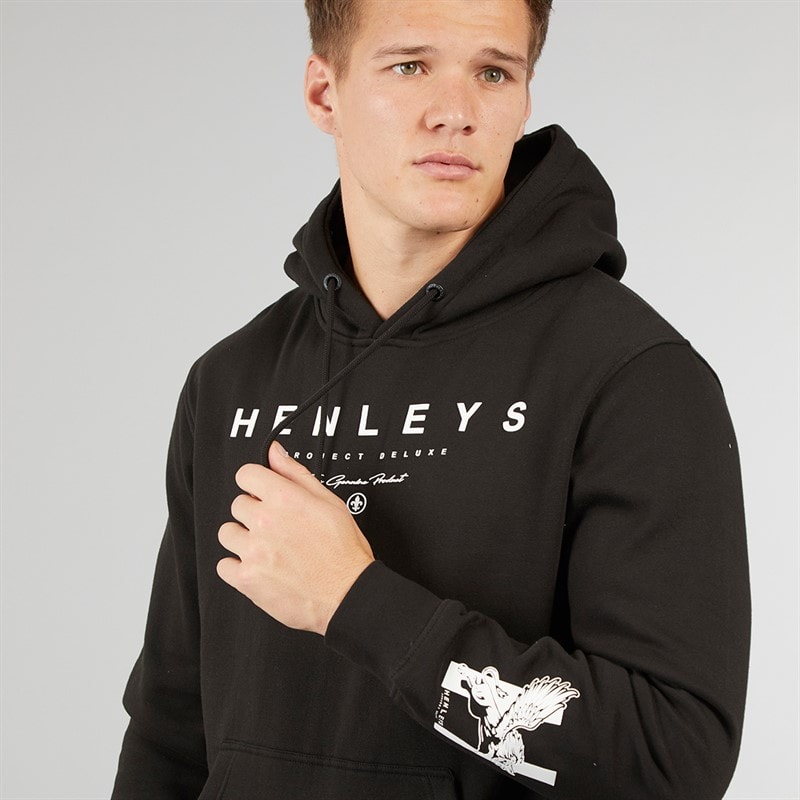 Henleys Herre Hentyme Hættetrøjer Sort - Billede 3