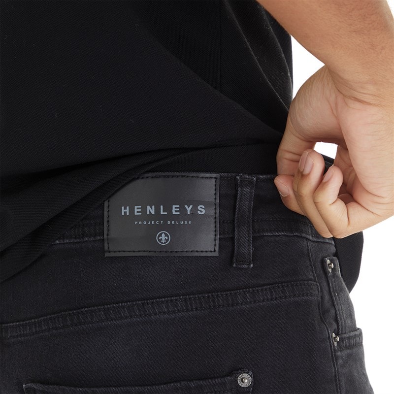 Henleys Herre Breeze Jeans Med Lige Ben Vasket Sort - Billede 3