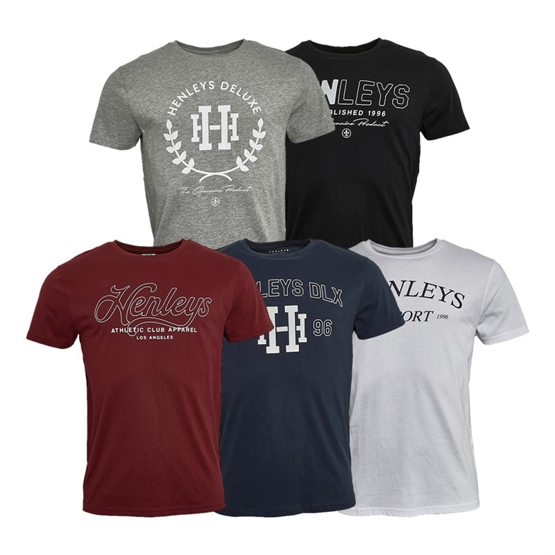 Henleys Herre Henley Varick Fem-pak T-shirts Multi - Billede 1