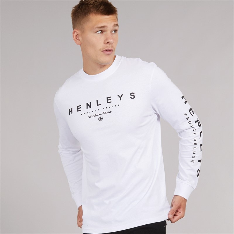 Henleys Herre Melvern Langærmet Top Hvid