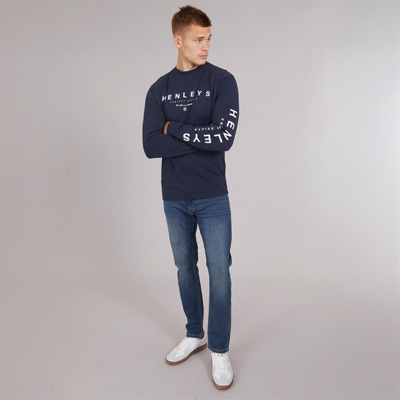 Henleys Herre Melvern Langærmet Top Navy - Billede 3