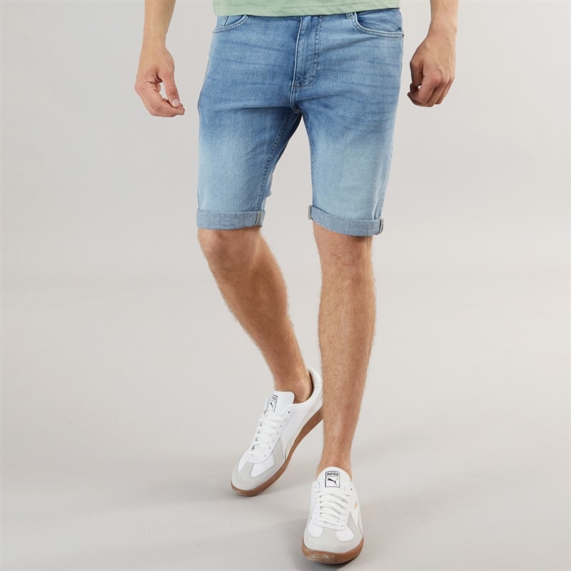 Henleys Herre Flex Denim Shorts Lys Vask