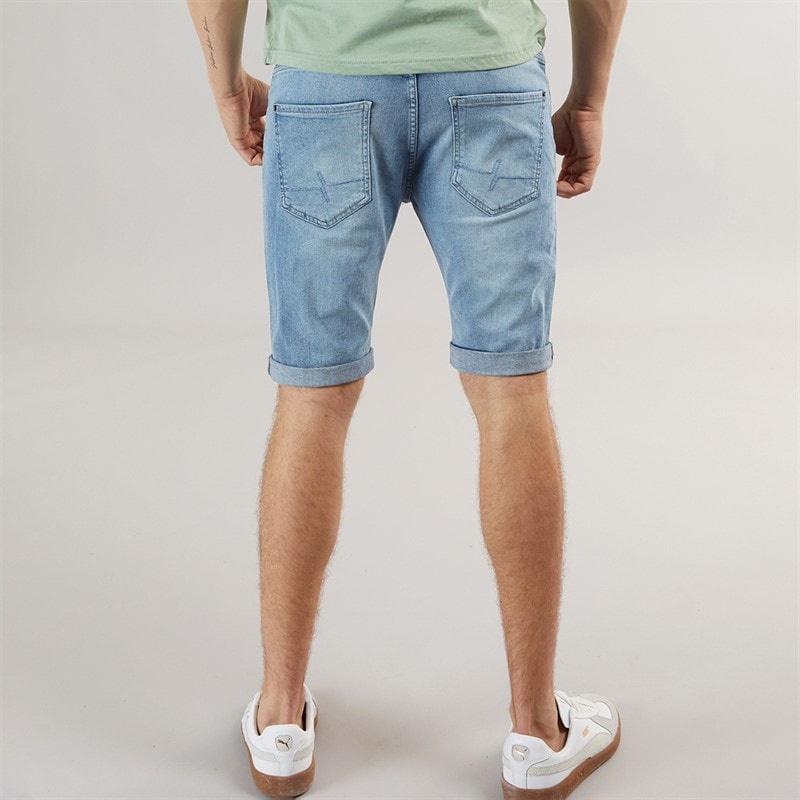 Henleys Herre Flex Denim Shorts Lys Vask - Billede 2