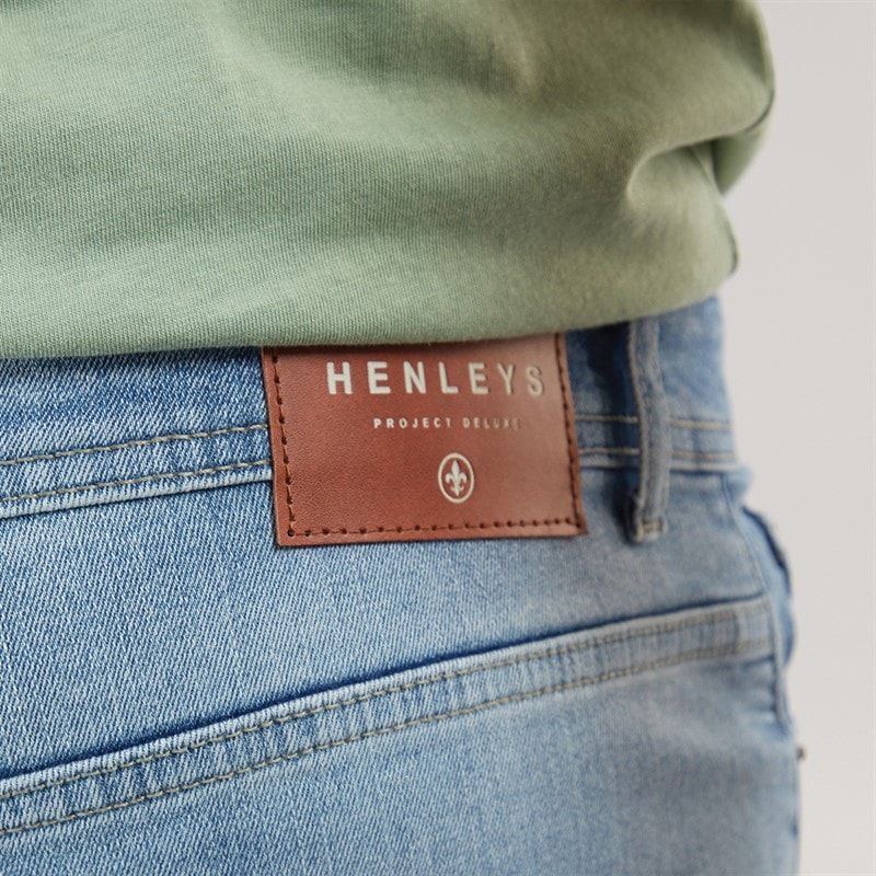 Henleys Herre Flex Denim Shorts Lys Vask - Billede 3