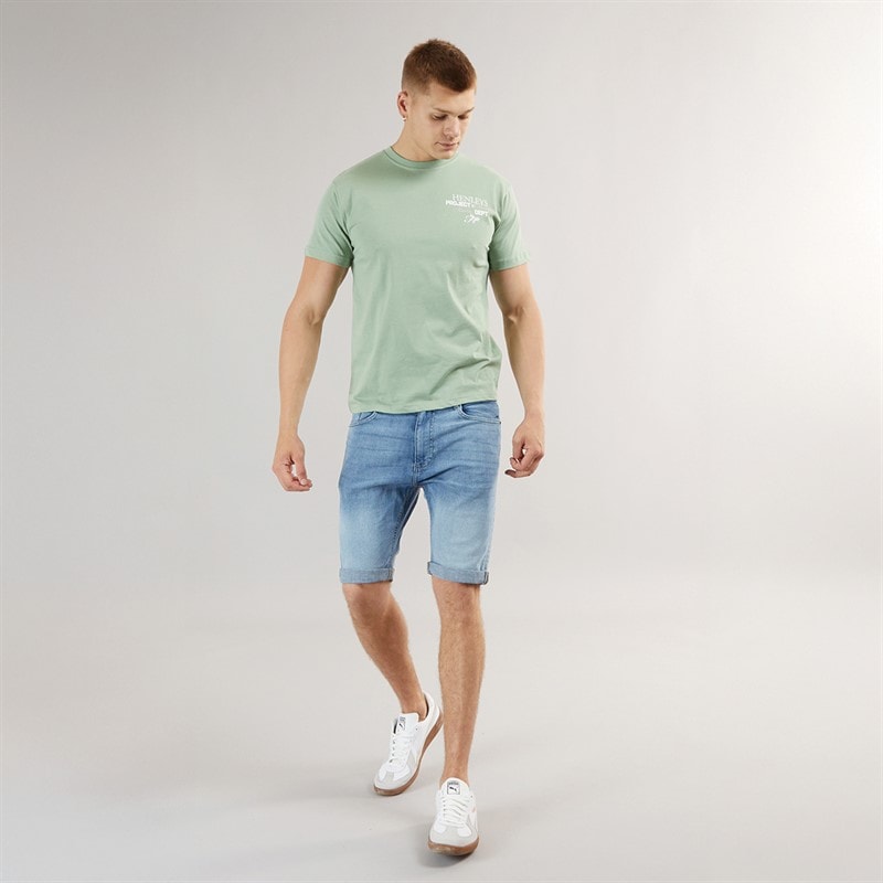 Henleys Herre Flex Denim Shorts Lys Vask - Billede 4