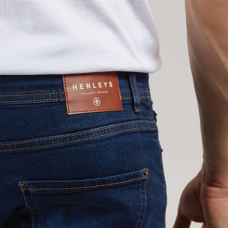 Henleys Herre Flex Denim Shorts Mørk Vask - Billede 3