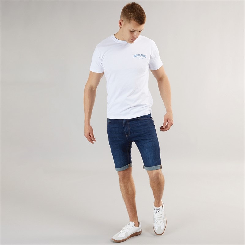 Henleys Herre Flex Denim Shorts Mørk Vask - Billede 4