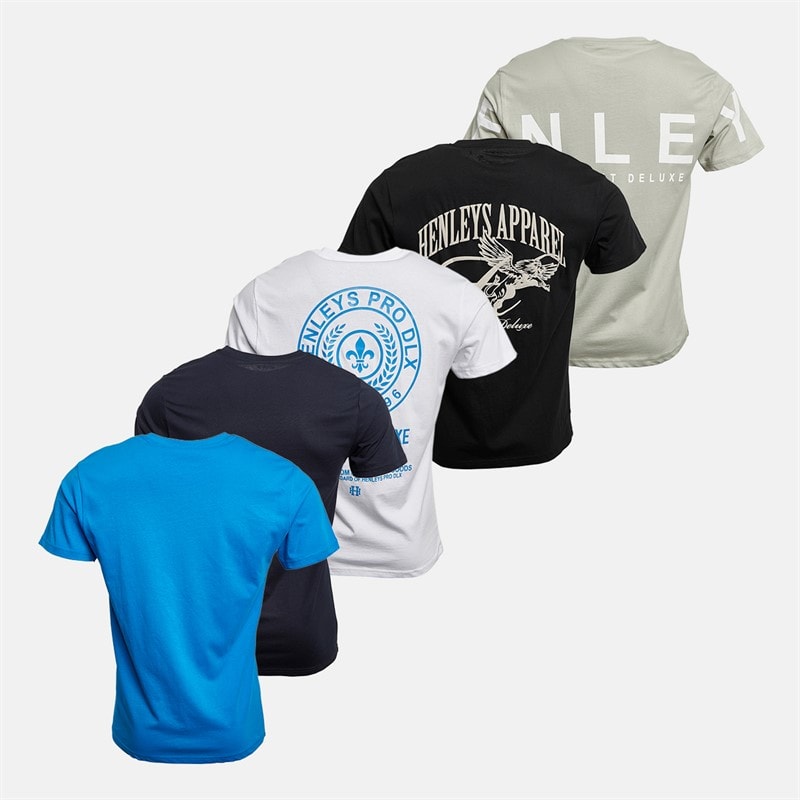 Henleys Herre Multhen Fem Pakke T-shirts Assorteret - Billede 2