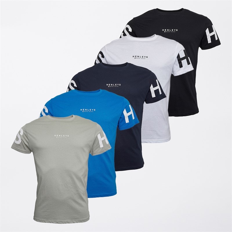Henleys Herre Ærmeløs Fem Pak T-shirts Assorted