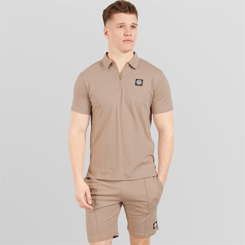 Henleys Herre Henychill Polo Shirt og Shorts Sæt Taupe