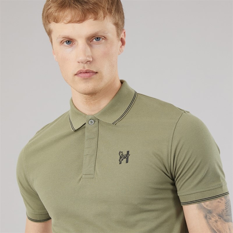 Henleys Herre Moorehen Polo Shirt Khaki - Billede 3