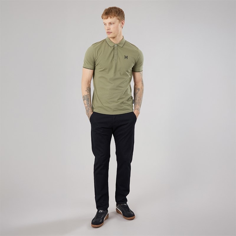 Henleys Herre Moorehen Polo Shirt Khaki - Billede 4