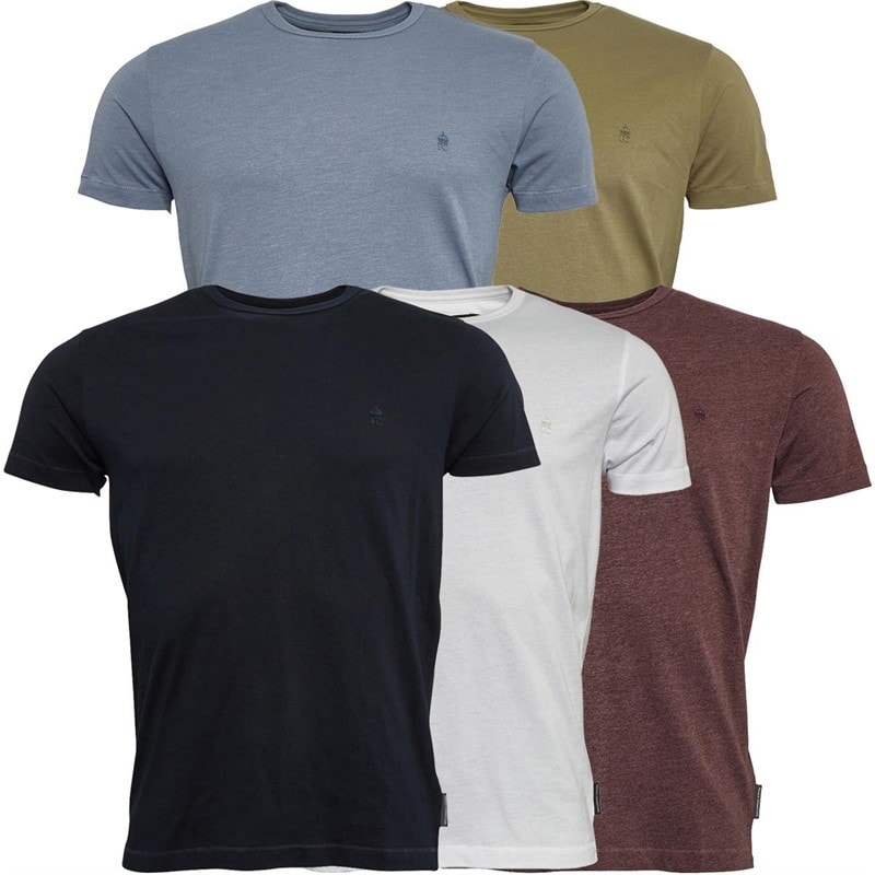 French Connection Herre 5-pak Crew T-shirt Multi 4-Chateau Mel/Lyse Khaki/Lyse Blå Mel/Marine/Hvid