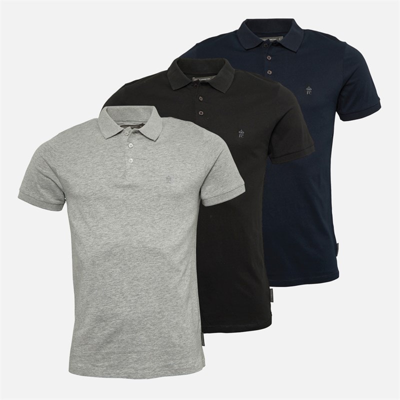 French Connection Herre 3 pak jersey polo skjorter Multi 1