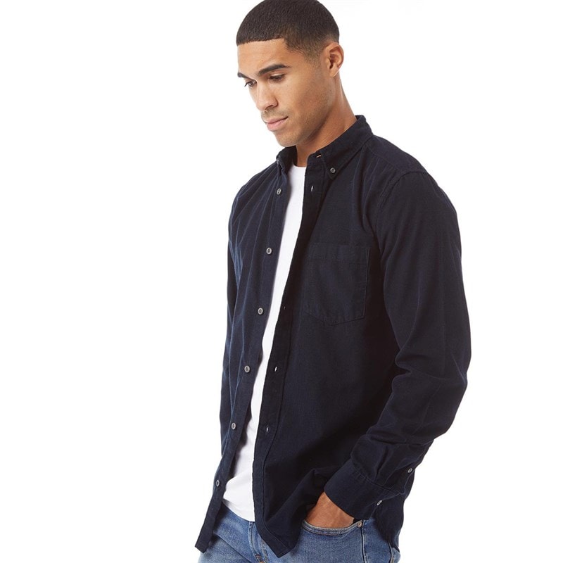 French Connection Herre Cord Langærmet shirts Mørk Marineblå - Billede 1