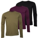 French Connection Herre 3-pak Lange Ærmer Rundhals T-shirts Multi - Sort/Khaki/Chateaux