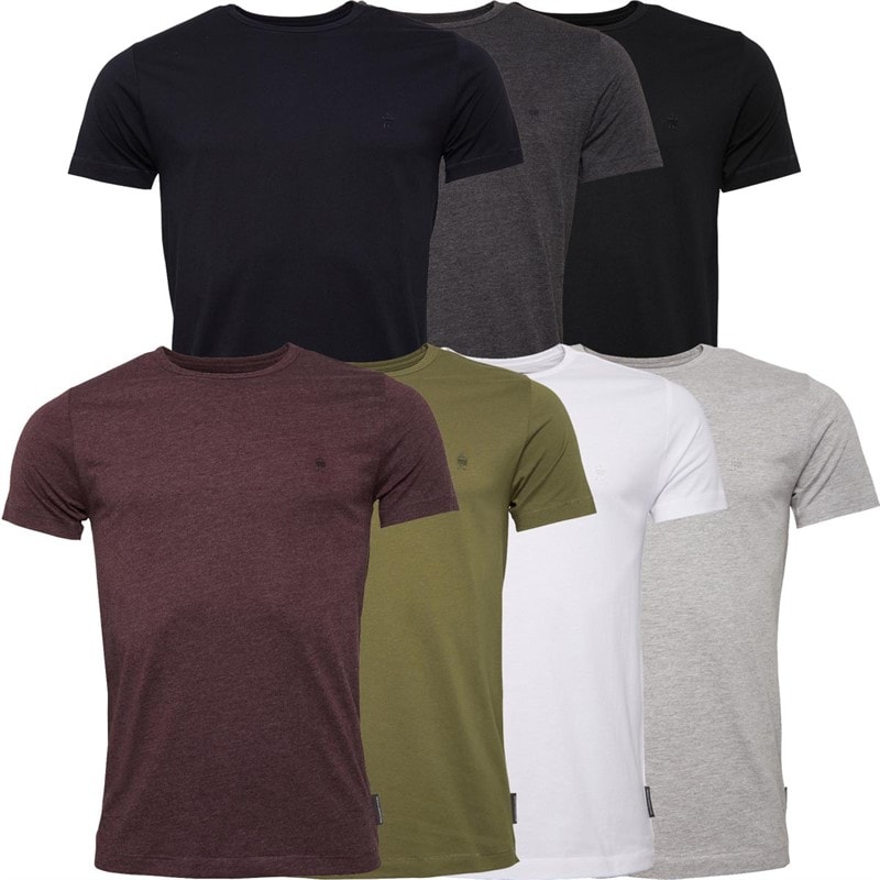 French Connection Herre 7-pak Crew T-shirts Multi - Sort/Hvid/Marine/Lysegrå Melange/Charmel/Chatmel/Khaki