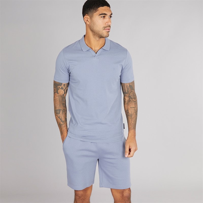 French Connection Herre Trophy Polo Skjorte Og Shorts Sæt Light Blue - Billede 1