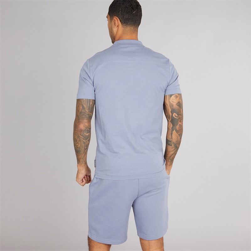 French Connection Herre Trophy Polo Skjorte Og Shorts Sæt Light Blue - Billede 2