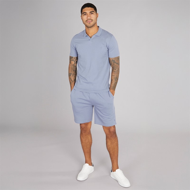 French Connection Herre Trophy Polo Skjorte Og Shorts Sæt Light Blue - Billede 4