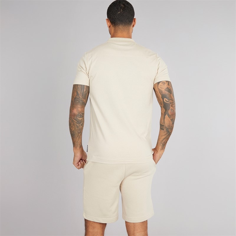 French Connection Herre Trophy Polo Skjorte Og Shorts Sæt Stone - Billede 2