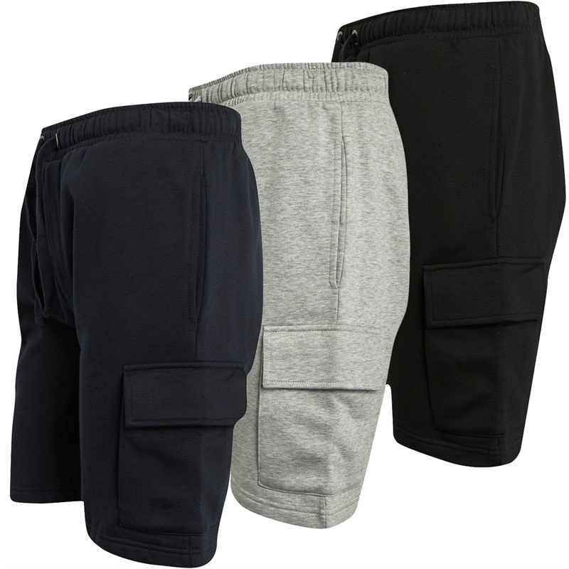 French Connection Herre Jersey Cargo Tre Pak Shorts Multi 1 - Black/Marine/Light Grey Mel