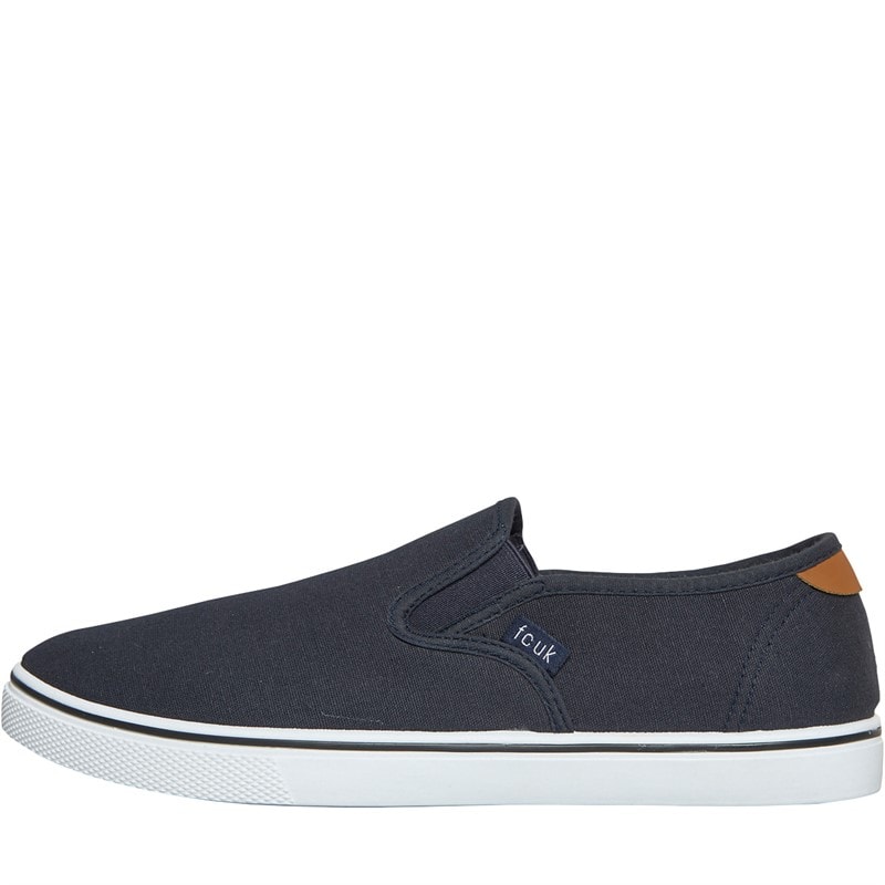 French Connection Herresko FCUK Deck Slip On Canvas Pumps Blå