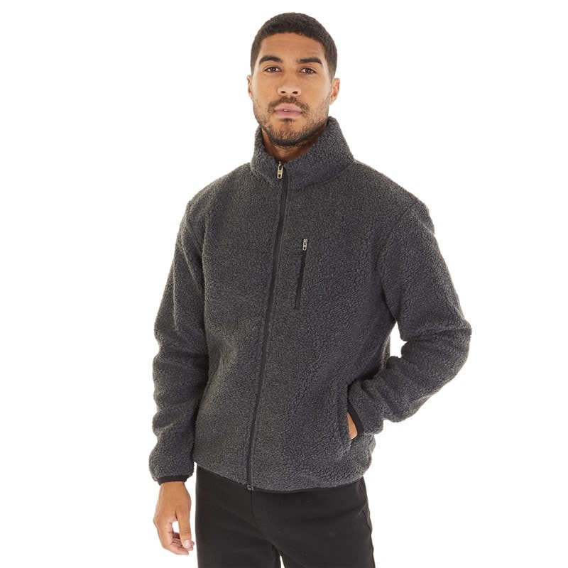 French Connection Herre Borg Fleece med Høj Hals Mørkegrå Mel - Billede 3