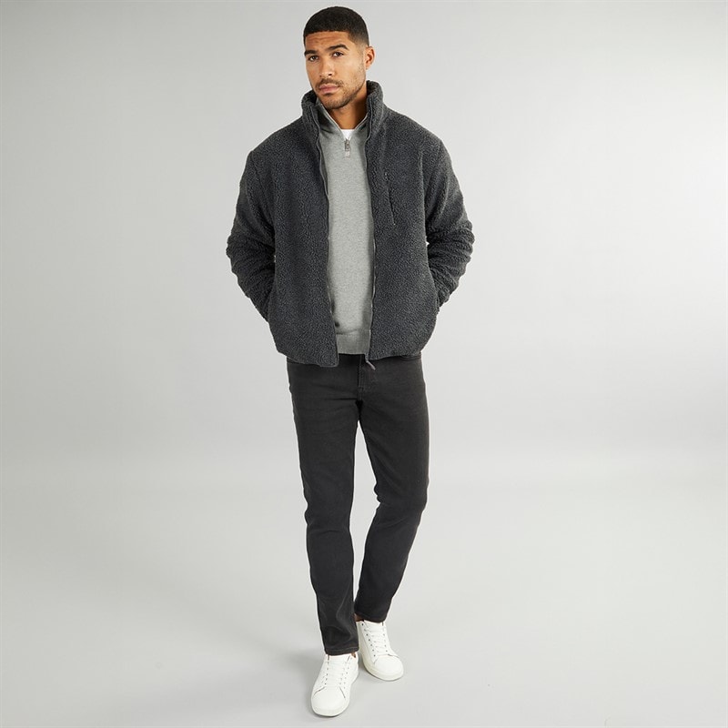 French Connection Herre Borg Fleece med Høj Hals Mørkegrå Mel - Billede 4